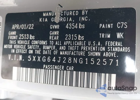 2022 Kia K5 Gt-Line from USA, damaged, VIN 5XXG64J28NG152571